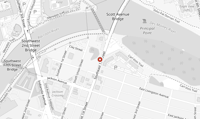 Map showing Mullets at 1300 SE 1st St, Des Moines